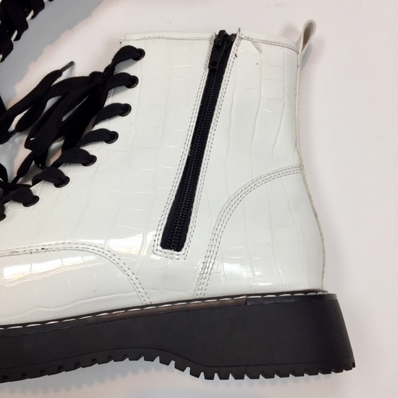 MADDEN GIRL Kurrt Combat Boots Crocodile White - Picture 6 of 9
